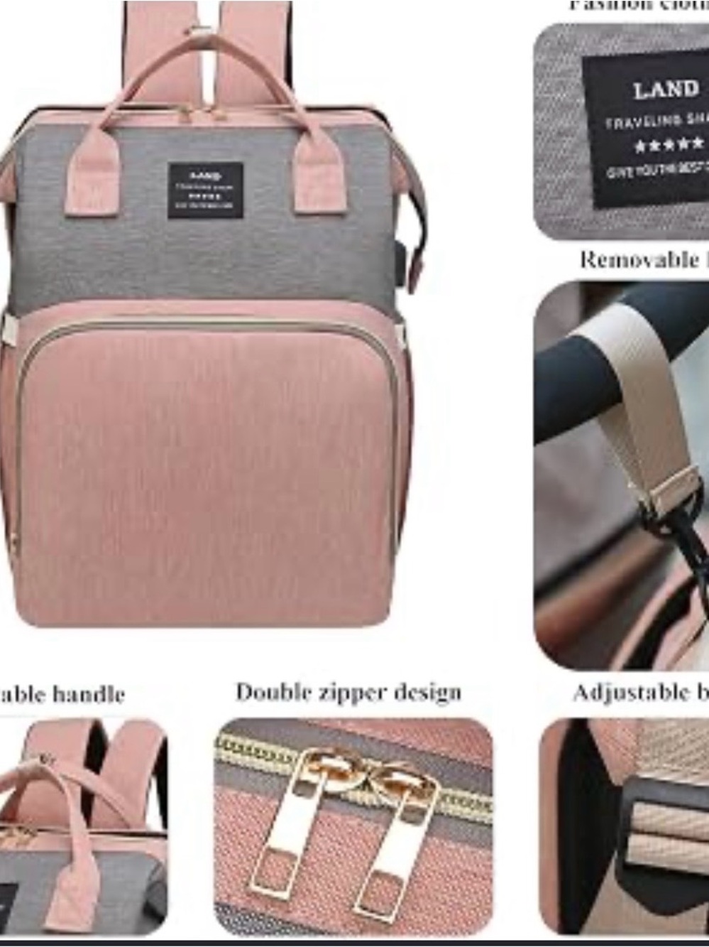 AND Pink and Gray Travel Backpack Tote